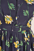 Load image into Gallery viewer, Odette Navy & Mustard Floral Dress