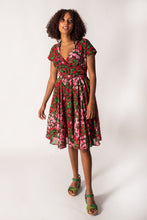 Load image into Gallery viewer, Pansy Burgundy & Green Floral Dress