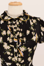 Load image into Gallery viewer, Peach Rose Black & Green Floral Dress
