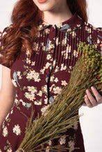 Load image into Gallery viewer, Peach Rose Burgundy Floral Dress