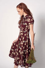 Load image into Gallery viewer, Peach Rose Burgundy Floral Dress