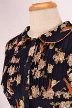 Load image into Gallery viewer, Peach Rose Navy & Orange Birds Dress
