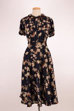 Load image into Gallery viewer, Peach Rose Navy & Orange Birds Dress