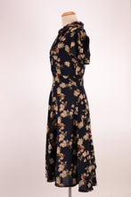 Load image into Gallery viewer, Peach Rose Navy & Orange Birds Dress