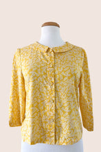 Load image into Gallery viewer, Perla Mustard & Cream Leaves Blouse