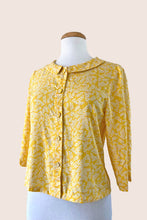 Load image into Gallery viewer, Perla Mustard & Cream Leaves Blouse