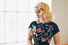 Load image into Gallery viewer, Serenity Navy Embroidery Dress