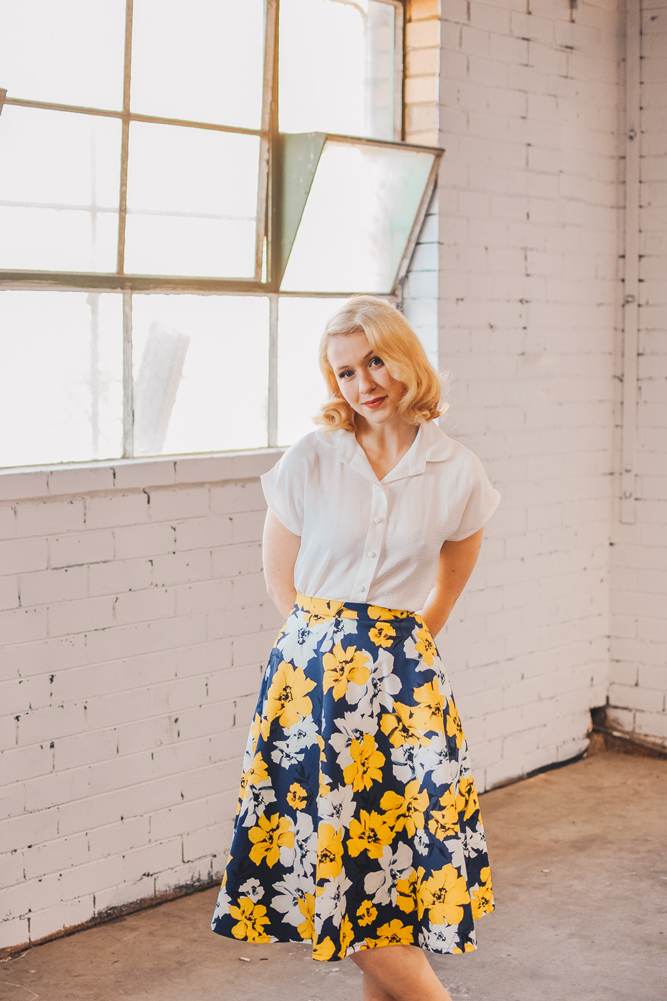 Sammy Mustard Floral Skirt Elise Design