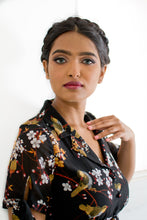 Load image into Gallery viewer, Kassandra Black Floral & Bird Dress