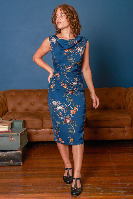Thea Teal Floral Dress