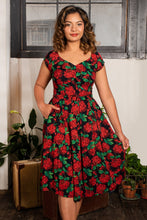 Load image into Gallery viewer, Tuscan Red & Green Hydrangea Floral Dress