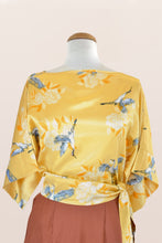 Load image into Gallery viewer, Kimono Crane Yellow Blouse