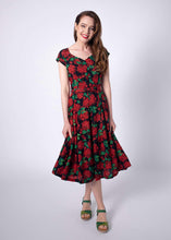 Load image into Gallery viewer, Tuscan Red & Green Hydrangea Floral Dress