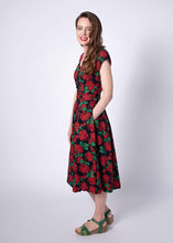 Load image into Gallery viewer, Tuscan Red & Green Hydrangea Floral Dress