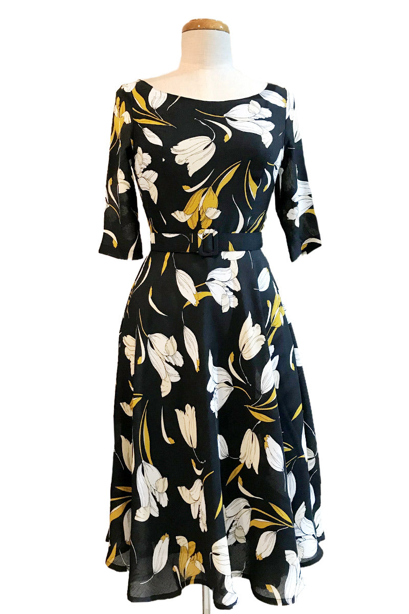 mustard yellow and black dress Anderson Mustard & Black Dress – Elise Design