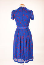 Load image into Gallery viewer, Grace Kelly Blue & Red Floral Dress