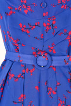 Load image into Gallery viewer, Grace Kelly Blue & Red Floral Dress