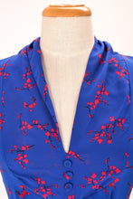 Load image into Gallery viewer, Grace Kelly Blue & Red Floral Dress