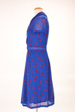 Load image into Gallery viewer, Grace Kelly Blue & Red Floral Dress