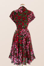 Load image into Gallery viewer, Pansy Burgundy & Green Floral Dress