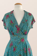 Load image into Gallery viewer, Posy Teal Floral & Dots Dress