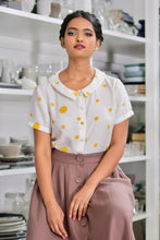 Load image into Gallery viewer, Perla Mustard Dots Blouse
