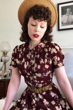 Load image into Gallery viewer, Peach Rose Burgundy Floral Dress