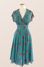 Load image into Gallery viewer, Posy Teal Floral & Dots Dress