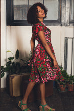 Load image into Gallery viewer, Pansy Burgundy & Green Floral Dress