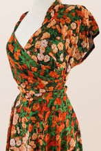 Load image into Gallery viewer, Pansy Burnt Orange & Green Floral Dress
