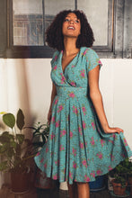 Load image into Gallery viewer, Posy Teal Floral & Dots Dress