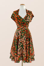Load image into Gallery viewer, Pansy Burnt Orange & Green Floral Dress