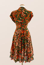 Load image into Gallery viewer, Pansy Burnt Orange & Green Floral Dress