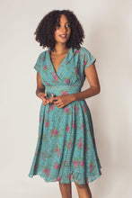 Load image into Gallery viewer, Posy Teal Floral & Dots Dress
