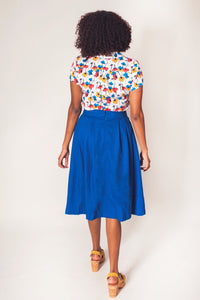 Roxy Indigo Linen Skirt