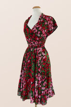 Load image into Gallery viewer, Pansy Burgundy & Green Floral Dress