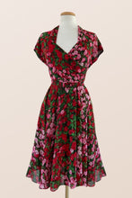 Load image into Gallery viewer, Pansy Burgundy & Green Floral Dress