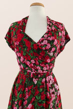 Load image into Gallery viewer, Pansy Burgundy & Green Floral Dress