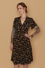 Load image into Gallery viewer, Jobelle Orange & Black Petite Floral Dress