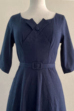 Load image into Gallery viewer, Juliet Cross Collar Navy Dress