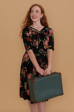 Load image into Gallery viewer, Lola Black & Red Floral Jersey Dress