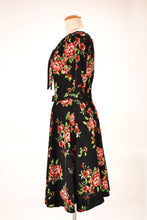Load image into Gallery viewer, Lola Black & Red Floral Jersey Dress