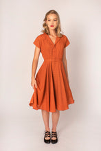 Load image into Gallery viewer, Manette Orange & Black Dots Dress