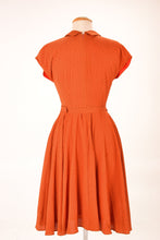 Load image into Gallery viewer, Manette Orange & Black Dots Dress