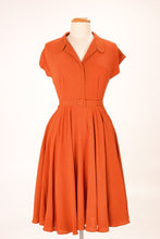 Load image into Gallery viewer, Manette Orange & Black Dots Dress