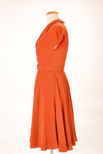 Load image into Gallery viewer, Manette Orange & Black Dots Dress