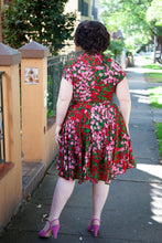 Load image into Gallery viewer, Pansy Burgundy & Green Floral Dress