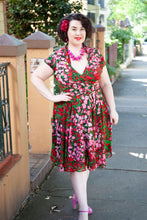 Load image into Gallery viewer, Pansy Burgundy & Green Floral Dress
