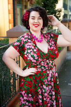 Load image into Gallery viewer, Pansy Burgundy & Green Floral Dress