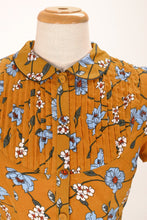 Load image into Gallery viewer, Peach Rose Mustard & Turquoise Floral Dress